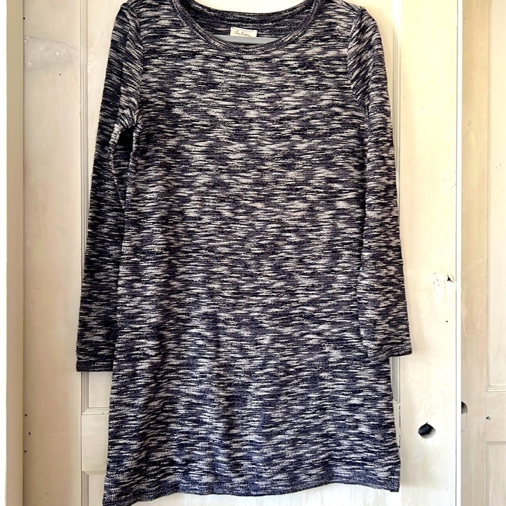 LOU & GREY SZ M MARLED NAVY GRAY FABRIC DRESS LAGENLOOK GORPCORE SOFTGIRL.